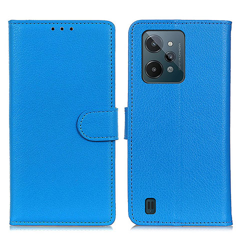 Funda de Cuero Cartera con Soporte Carcasa A03D para Realme C31 Azul Cielo