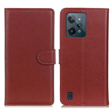 Funda de Cuero Cartera con Soporte Carcasa A03D para Realme C31 Marron