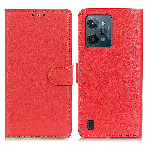 Funda de Cuero Cartera con Soporte Carcasa A03D para Realme C31 Rojo