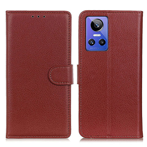 Funda de Cuero Cartera con Soporte Carcasa A03D para Realme GT Neo3 5G Marron