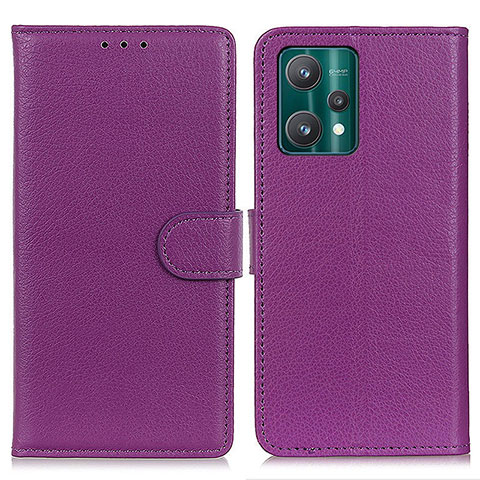 Funda de Cuero Cartera con Soporte Carcasa A03D para Realme V25 5G Morado