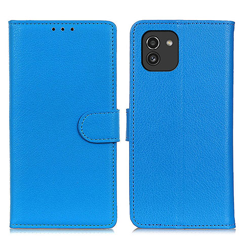 Funda de Cuero Cartera con Soporte Carcasa A03D para Samsung Galaxy A03 Azul Cielo