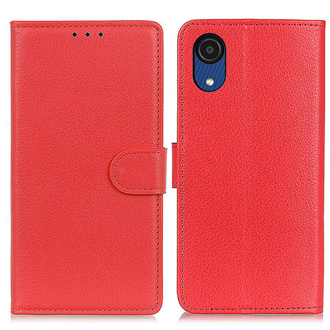 Funda de Cuero Cartera con Soporte Carcasa A03D para Samsung Galaxy A03 Core Rojo