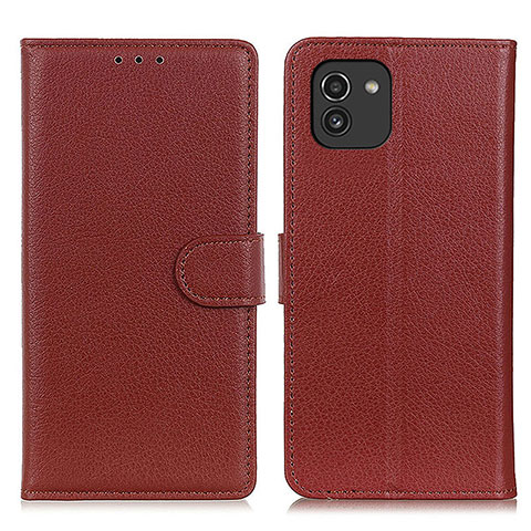 Funda de Cuero Cartera con Soporte Carcasa A03D para Samsung Galaxy A03 Marron