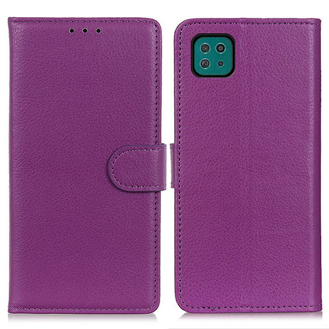 Funda de Cuero Cartera con Soporte Carcasa A03D para Samsung Galaxy A22 5G Morado