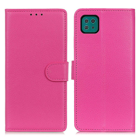 Funda de Cuero Cartera con Soporte Carcasa A03D para Samsung Galaxy A22 5G Rosa Roja