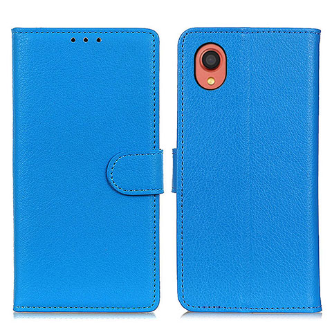 Funda de Cuero Cartera con Soporte Carcasa A03D para Samsung Galaxy A22 5G SC-56B Azul Cielo