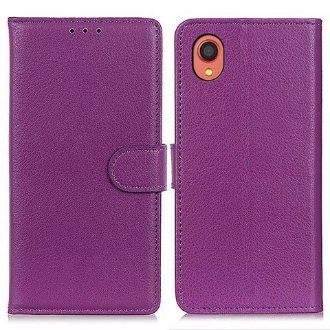 Funda de Cuero Cartera con Soporte Carcasa A03D para Samsung Galaxy A22 5G SC-56B Morado