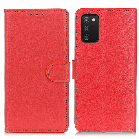 Funda de Cuero Cartera con Soporte Carcasa A03D para Samsung Galaxy F02S SM-E025F Rojo