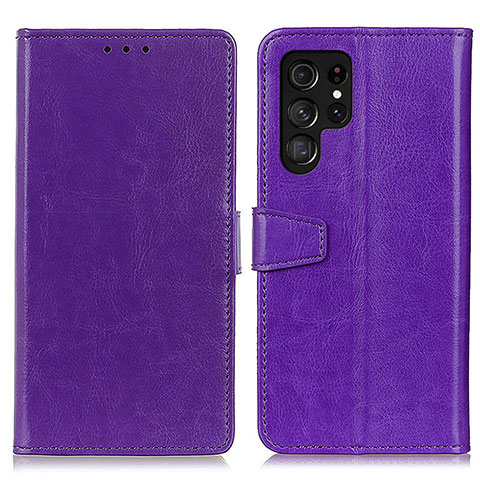 Funda de Cuero Cartera con Soporte Carcasa A03D para Samsung Galaxy S21 Ultra 5G Morado