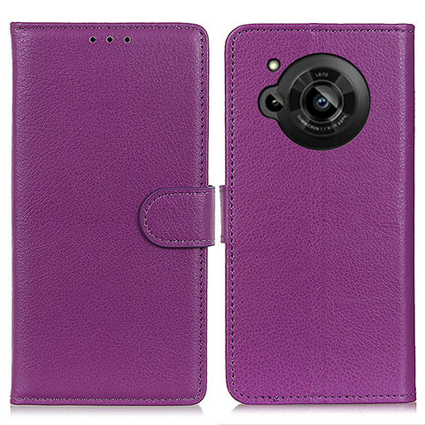 Funda de Cuero Cartera con Soporte Carcasa A03D para Sharp Aquos R7 Morado