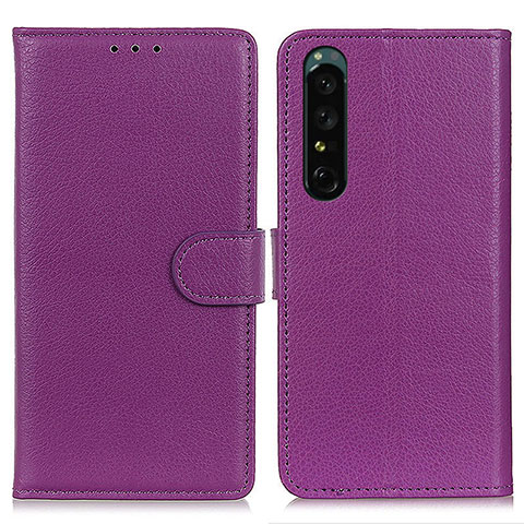 Funda de Cuero Cartera con Soporte Carcasa A03D para Sony Xperia 1 IV Morado