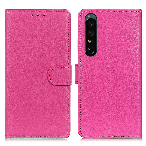 Funda de Cuero Cartera con Soporte Carcasa A03D para Sony Xperia 1 IV SO-51C Rosa Roja