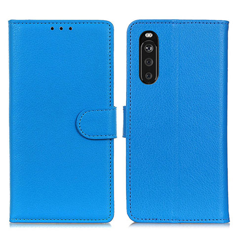 Funda de Cuero Cartera con Soporte Carcasa A03D para Sony Xperia 10 III Azul Cielo