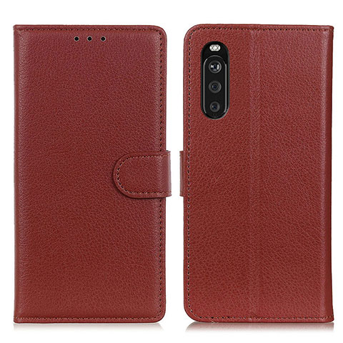 Funda de Cuero Cartera con Soporte Carcasa A03D para Sony Xperia 10 III Lite Marron