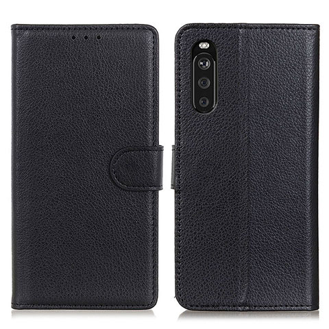 Funda de Cuero Cartera con Soporte Carcasa A03D para Sony Xperia 10 III Lite Negro