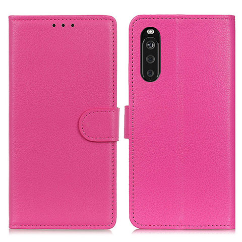 Funda de Cuero Cartera con Soporte Carcasa A03D para Sony Xperia 10 III Lite Rosa Roja