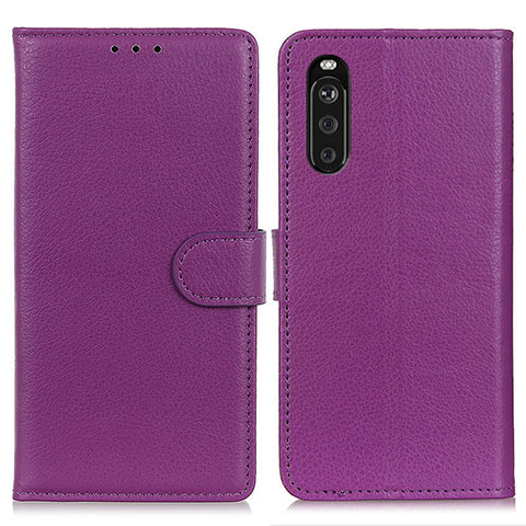 Funda de Cuero Cartera con Soporte Carcasa A03D para Sony Xperia 10 III SO-52B Morado