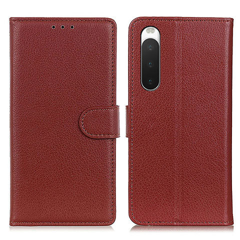 Funda de Cuero Cartera con Soporte Carcasa A03D para Sony Xperia 10 IV SO-52C Marron