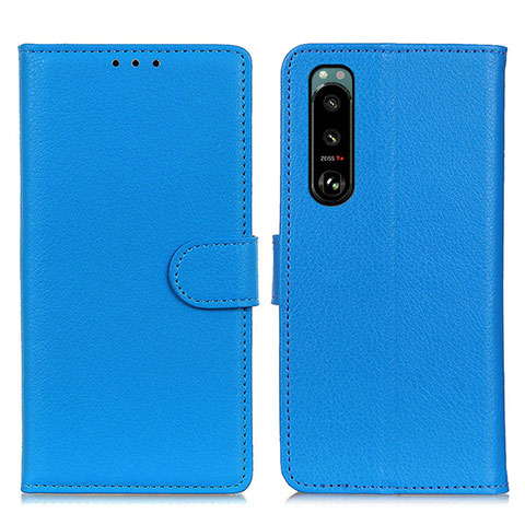 Funda de Cuero Cartera con Soporte Carcasa A03D para Sony Xperia 5 III Azul Cielo