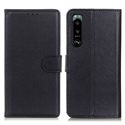 Funda de Cuero Cartera con Soporte Carcasa A03D para Sony Xperia 5 III Negro