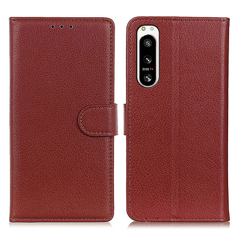 Funda de Cuero Cartera con Soporte Carcasa A03D para Sony Xperia 5 IV Marron