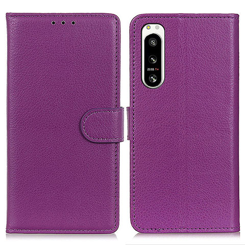 Funda de Cuero Cartera con Soporte Carcasa A03D para Sony Xperia 5 IV Morado