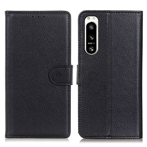 Funda de Cuero Cartera con Soporte Carcasa A03D para Sony Xperia 5 IV Negro