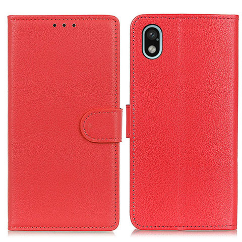 Funda de Cuero Cartera con Soporte Carcasa A03D para Sony Xperia Ace III SOG08 Rojo