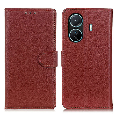 Funda de Cuero Cartera con Soporte Carcasa A03D para Vivo iQOO Z6 Pro 5G Marron