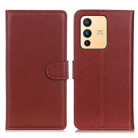 Funda de Cuero Cartera con Soporte Carcasa A03D para Vivo V23 5G Marron