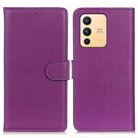 Funda de Cuero Cartera con Soporte Carcasa A03D para Vivo V23 5G Morado