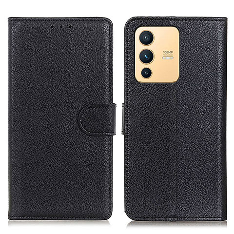 Funda de Cuero Cartera con Soporte Carcasa A03D para Vivo V23 5G Negro