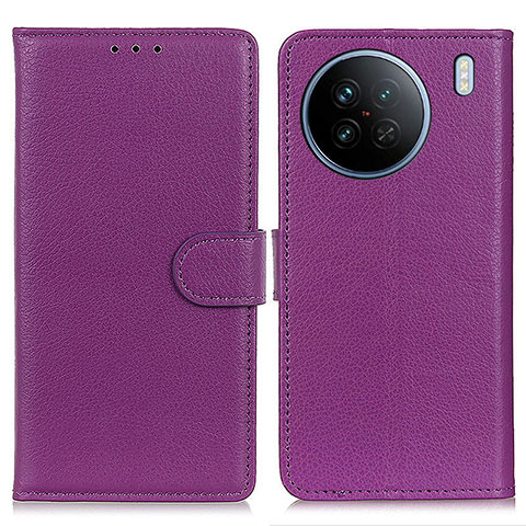 Funda de Cuero Cartera con Soporte Carcasa A03D para Vivo X90 5G Morado