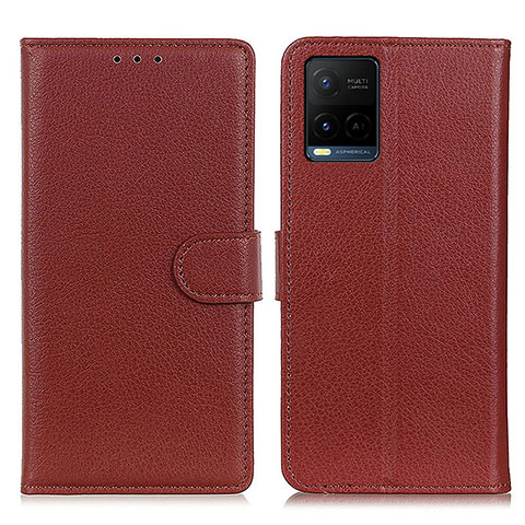 Funda de Cuero Cartera con Soporte Carcasa A03D para Vivo Y21G Marron