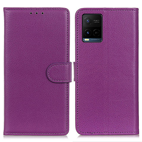 Funda de Cuero Cartera con Soporte Carcasa A03D para Vivo Y21t Morado