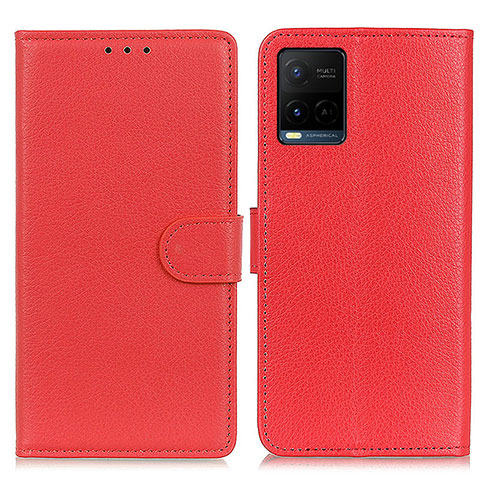 Funda de Cuero Cartera con Soporte Carcasa A03D para Vivo Y33s Rojo