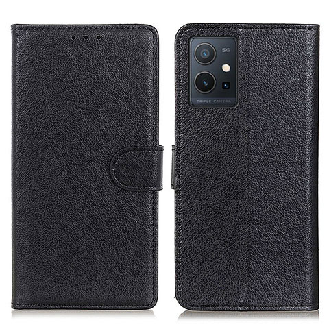 Funda de Cuero Cartera con Soporte Carcasa A03D para Vivo Y55s 5G Negro