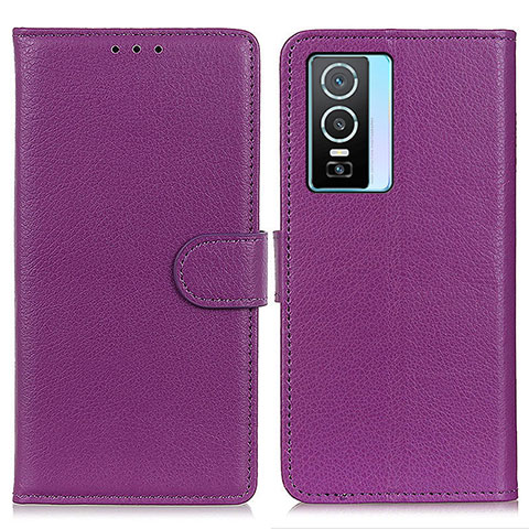 Funda de Cuero Cartera con Soporte Carcasa A03D para Vivo Y74s 5G Rojo