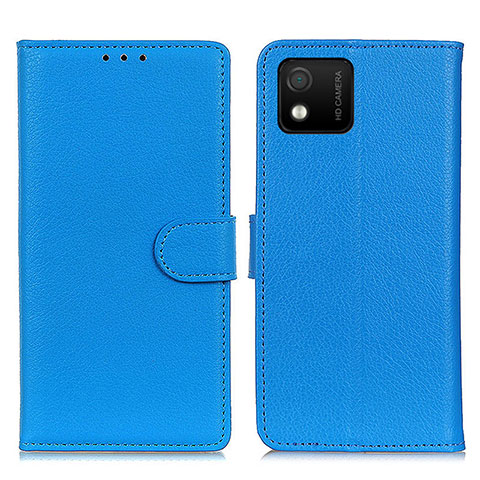 Funda de Cuero Cartera con Soporte Carcasa A03D para Wiko Y52 Azul Cielo