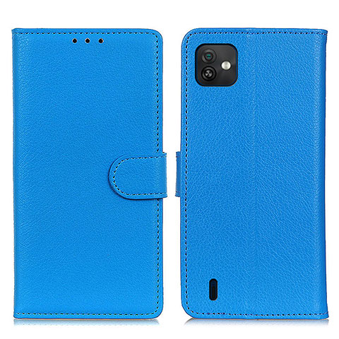 Funda de Cuero Cartera con Soporte Carcasa A03D para Wiko Y82 Azul Cielo