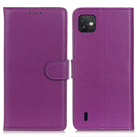 Funda de Cuero Cartera con Soporte Carcasa A03D para Wiko Y82 Morado