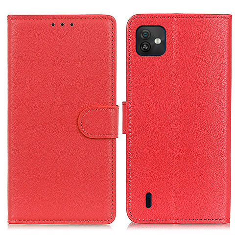 Funda de Cuero Cartera con Soporte Carcasa A03D para Wiko Y82 Rojo