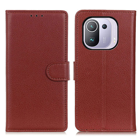 Funda de Cuero Cartera con Soporte Carcasa A03D para Xiaomi Mi 11 Pro 5G Marron