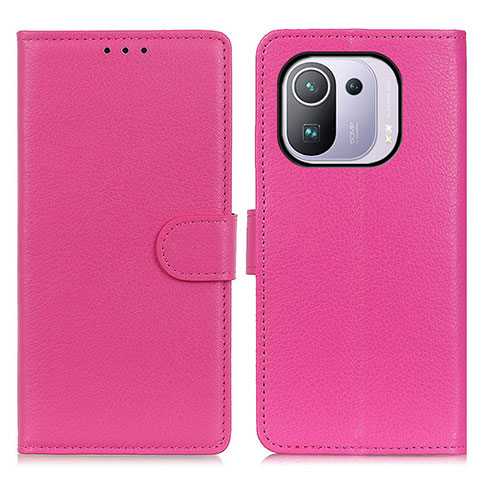 Funda de Cuero Cartera con Soporte Carcasa A03D para Xiaomi Mi 11 Pro 5G Rosa Roja