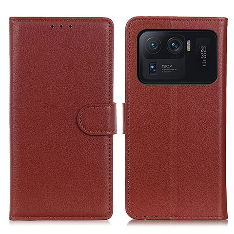 Funda de Cuero Cartera con Soporte Carcasa A03D para Xiaomi Mi 11 Ultra 5G Marron