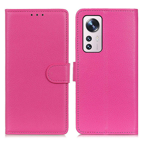 Funda de Cuero Cartera con Soporte Carcasa A03D para Xiaomi Mi 12 Pro 5G Rosa Roja