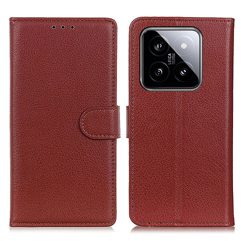 Funda de Cuero Cartera con Soporte Carcasa A03D para Xiaomi Mi 14 5G Marron