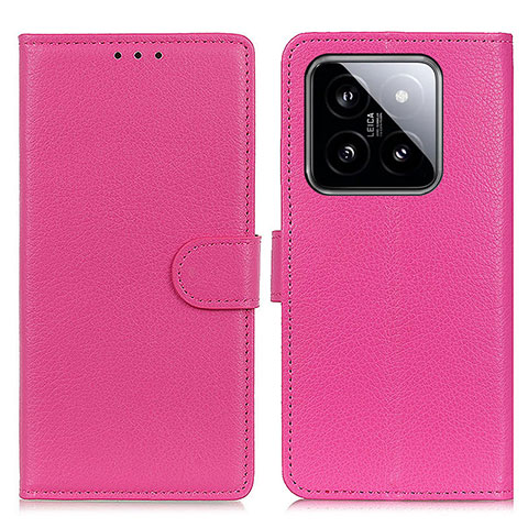 Funda de Cuero Cartera con Soporte Carcasa A03D para Xiaomi Mi 14 5G Rosa Roja