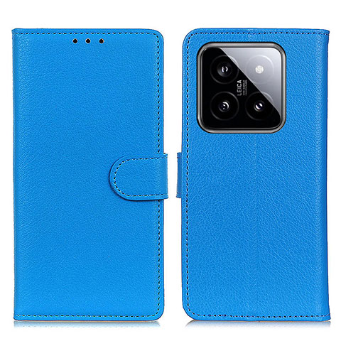 Funda de Cuero Cartera con Soporte Carcasa A03D para Xiaomi Mi 14 Pro 5G Azul Cielo